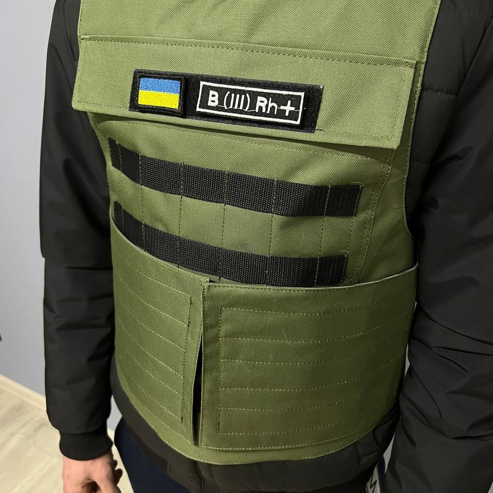 Мілітарна військова плитоноска, чохол для плит з розвантаженням текстильний з регулюванням, хакі — изображение 8