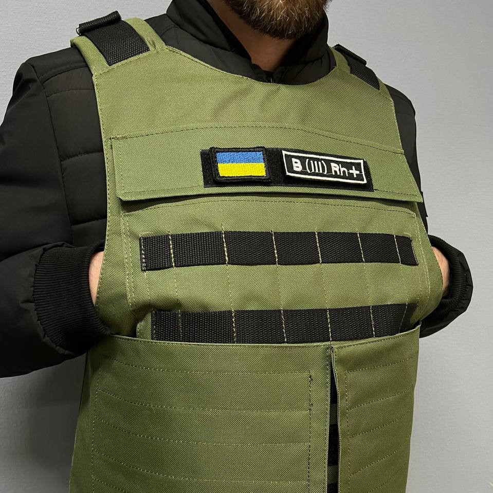 Мілітарна військова плитоноска, чохол для плит з розвантаженням текстильний з регулюванням, хакі — изображение 5