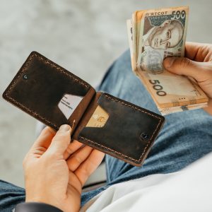 Чоловічий затискач для грошей із натуральної шкіри, чоловічий на кнопці гаманець із Crazy Horse